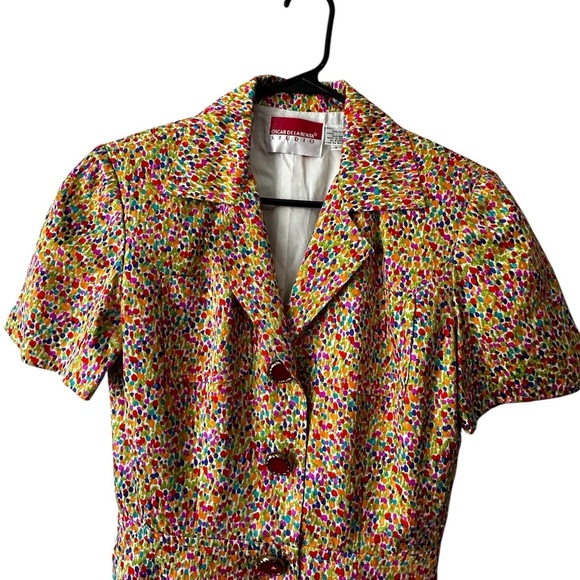 Oscar de la Renta Multicolor Button-Up Midi Dress - Picture 8 of 16